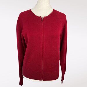 Pria Red Full Zip Cotton Blend Cardigan Sweater Small - Minor Flaws